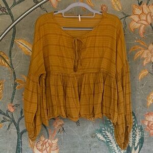 Free People Mustard Peasant Blouse